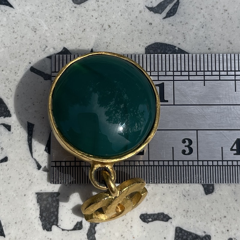 Chanel CC Jade Green Round Drop Earrings