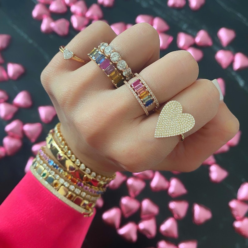 14k Yellow Gold Pave Diamond Heart Ring