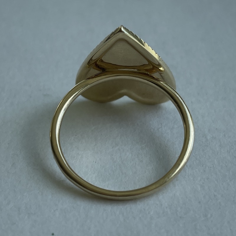 14k Yellow Gold Pave Diamond Heart Ring