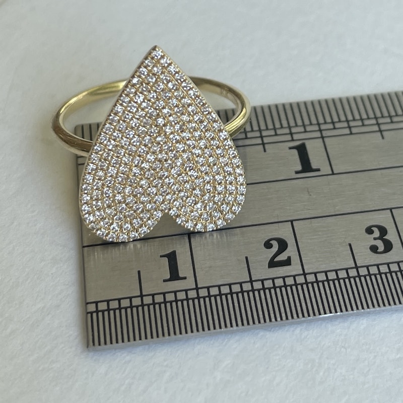 14k Yellow Gold Pave Diamond Heart Ring