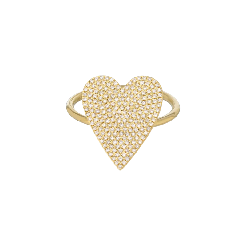 14k Yellow Gold Pave Diamond Heart Ring