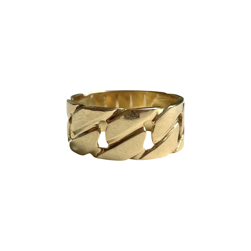 Vintage 18k Yellow Gold Cuban Chain Link Ring