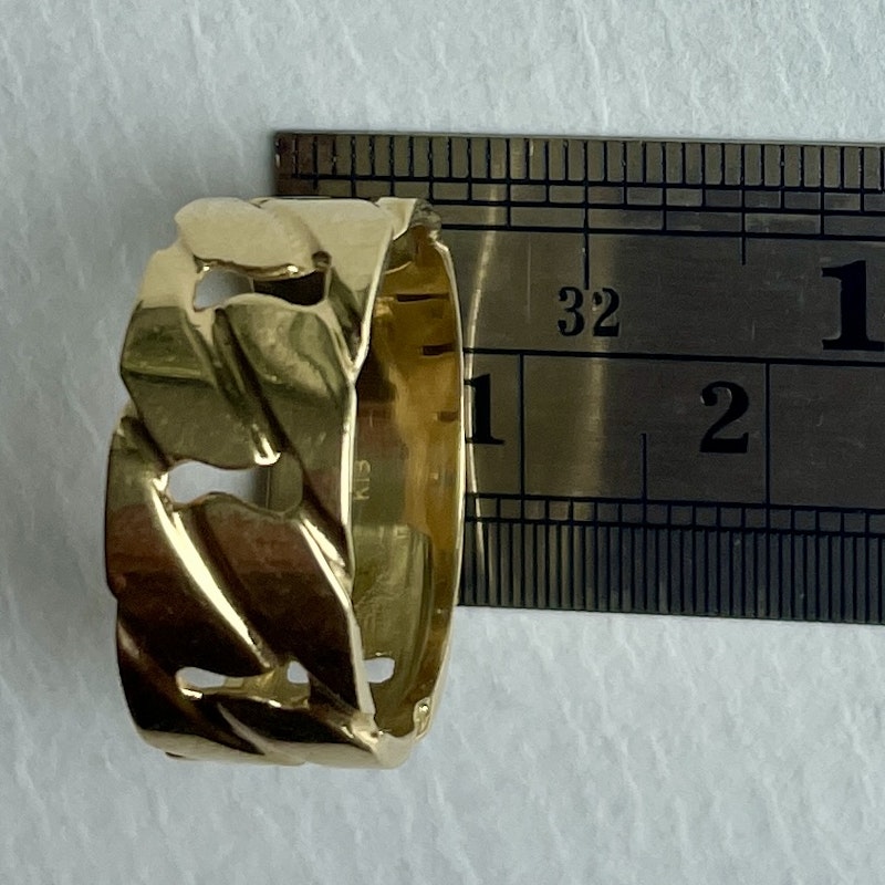 Vintage 18k Yellow Gold Cuban Chain Link Ring