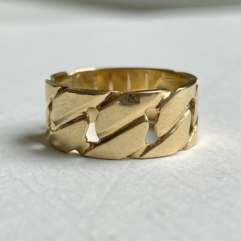 Vintage 18k Yellow Gold Cuban Chain Link Ring