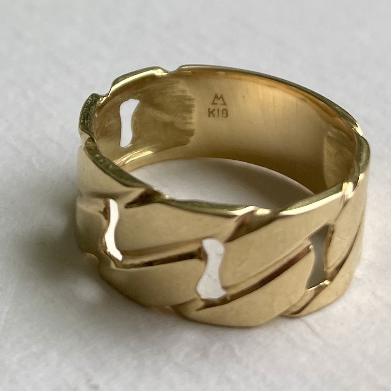 Vintage 18k Yellow Gold Cuban Chain Link Ring