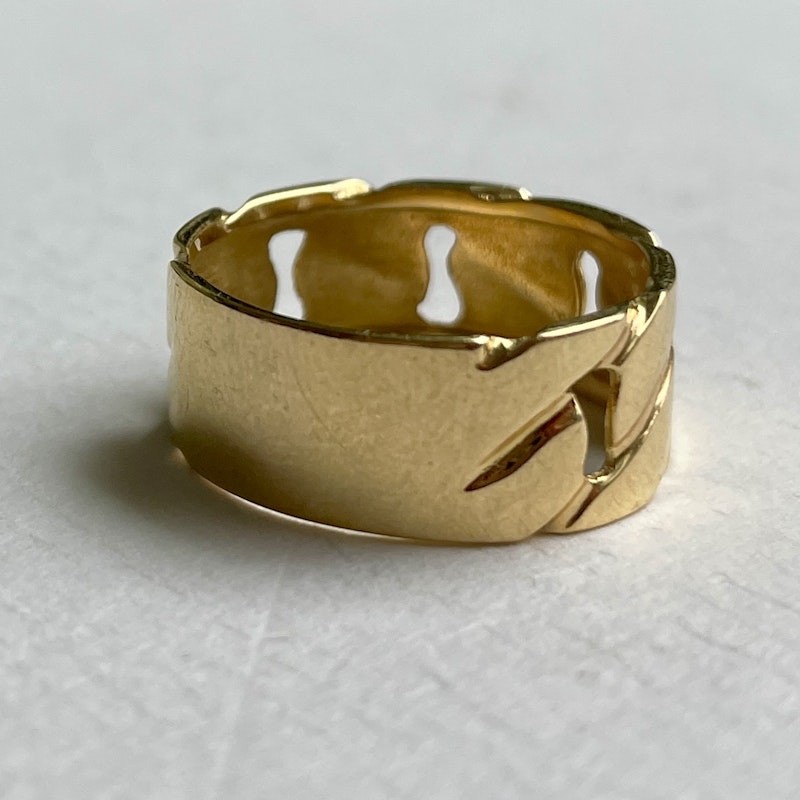 Vintage 18k Yellow Gold Cuban Chain Link Ring