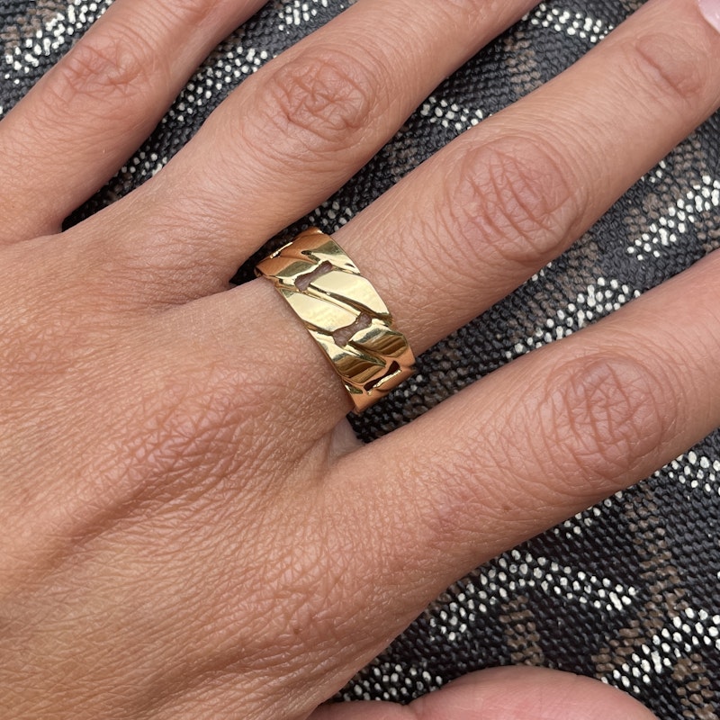 Vintage 18k Yellow Gold Cuban Chain Link Ring