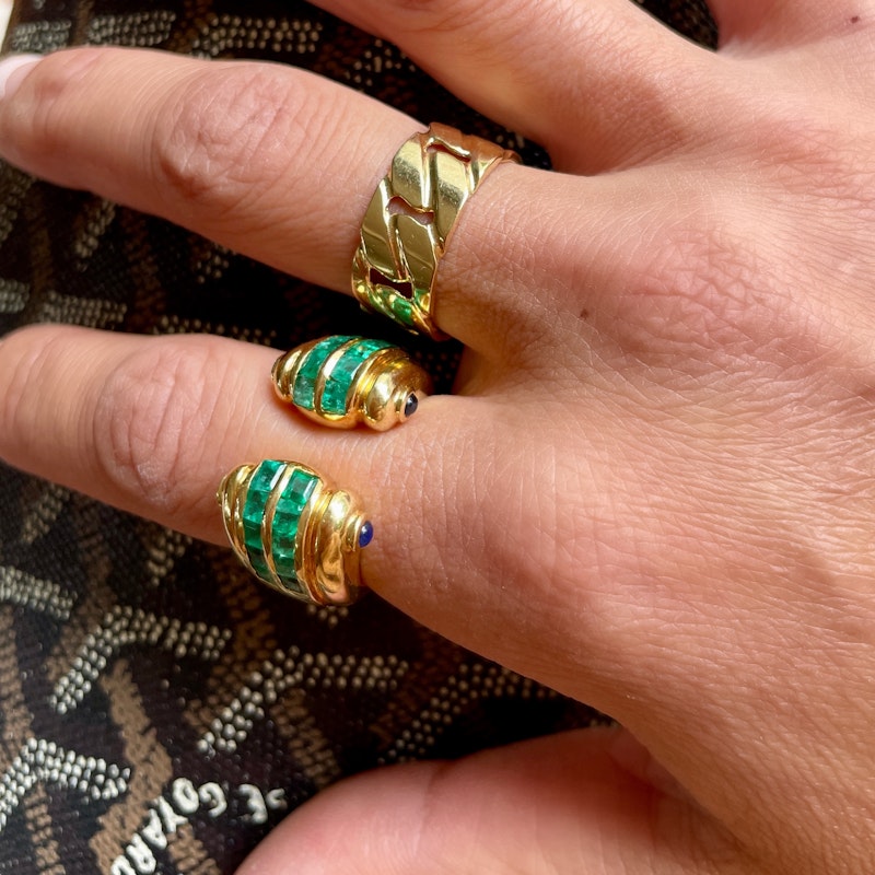 Vintage 18k Yellow Gold Cuban Chain Link Ring
