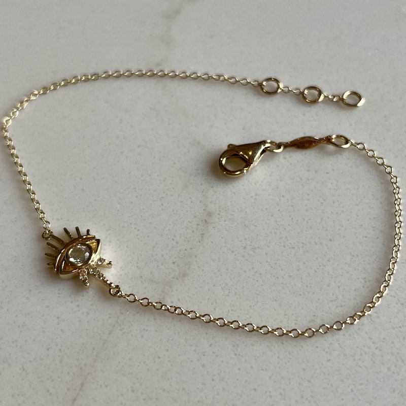 Jacquie Aiche 14k Yellow Gold and Diamond Evil Eye Bracelet