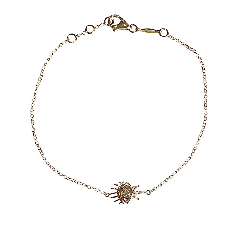 Jacquie Aiche 14k Yellow Gold and Diamond Evil Eye Bracelet