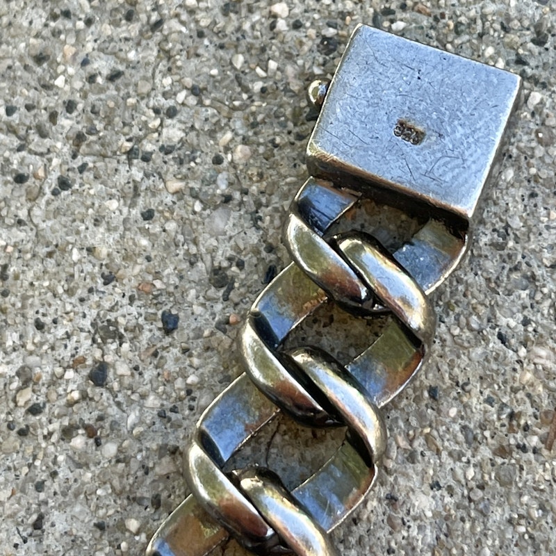 Oxidized Silver Pavé Diamond Cuban Link Chain Bracelet