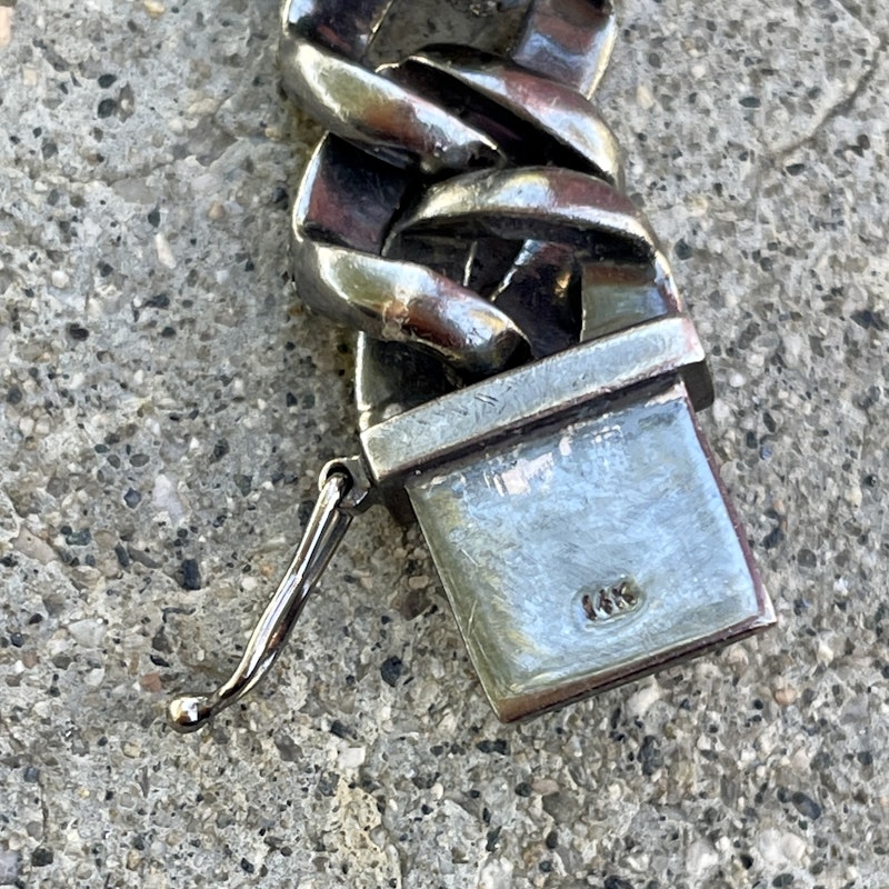 Oxidized Silver Pavé Diamond Cuban Link Chain Bracelet
