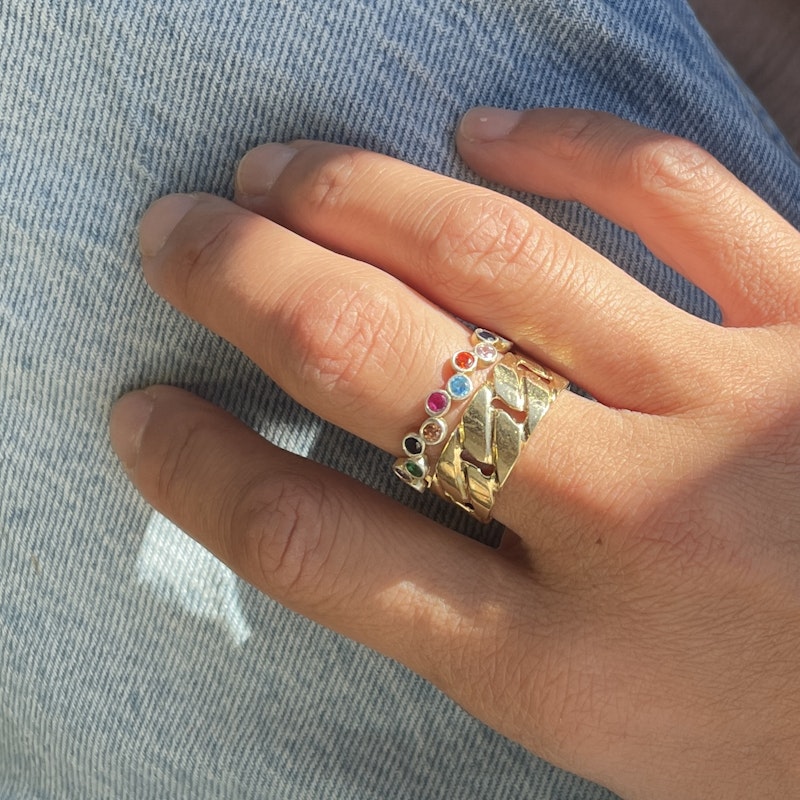Vintage 18k Yellow Gold Cuban Chain Link Ring