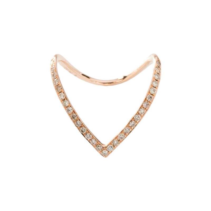 14k Rose Gold and Diamond V-Shape Ring