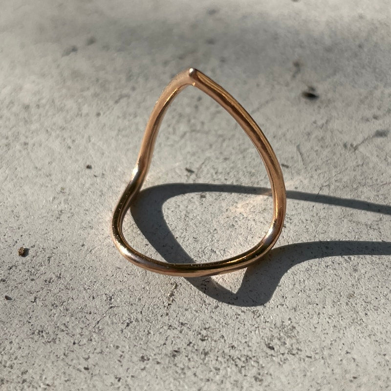14k Rose Gold and Diamond V-Shape Ring