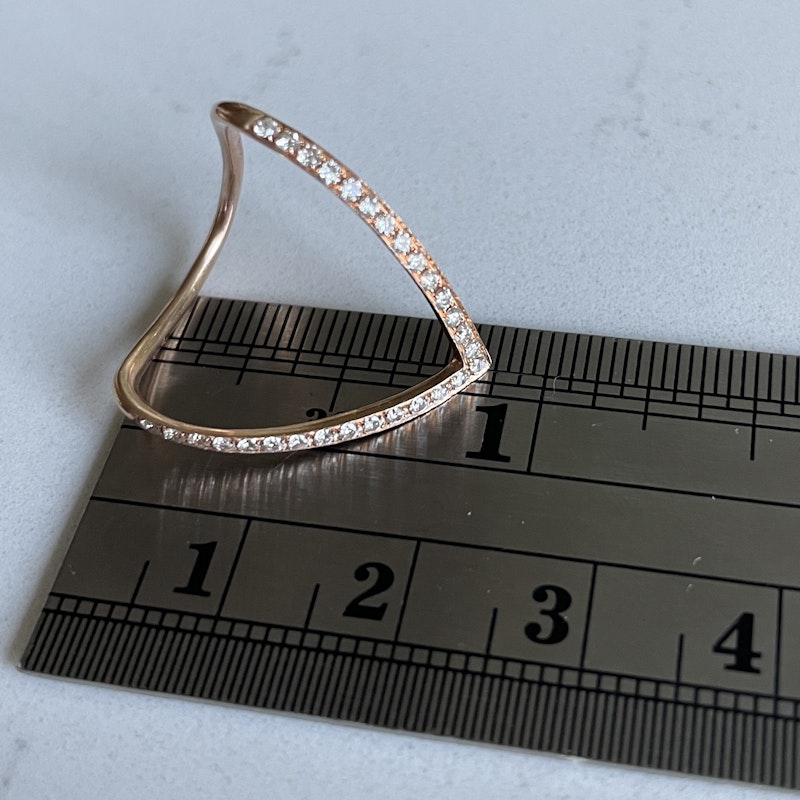 14k Rose Gold and Diamond V-Shape Ring