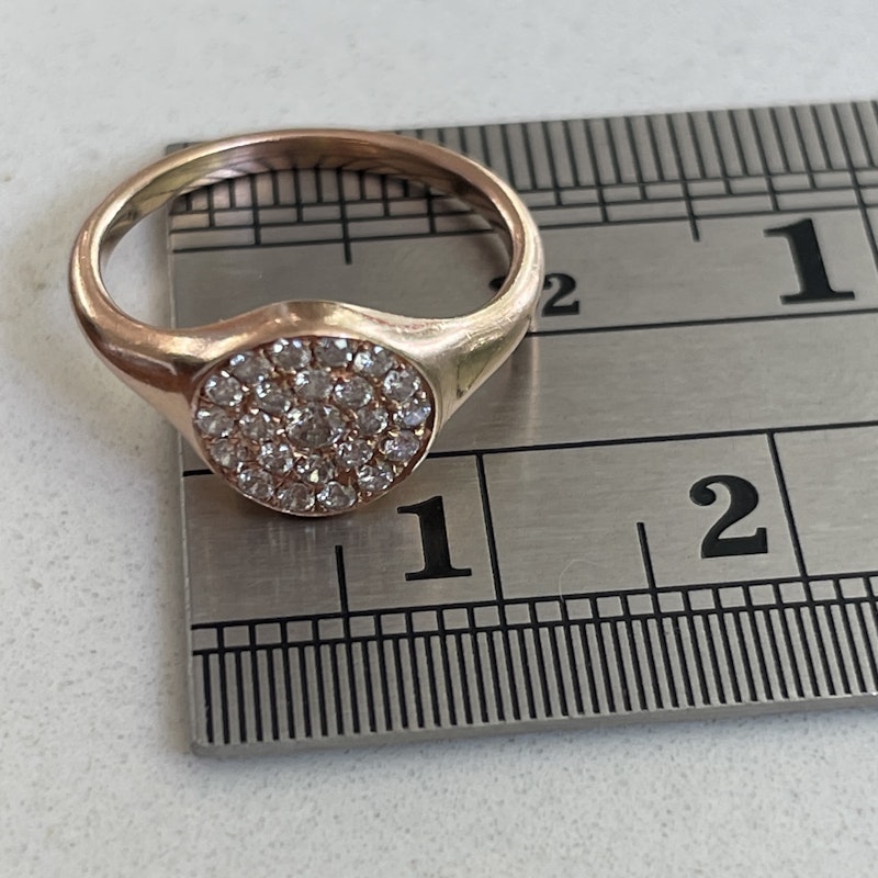14k Rose Gold Pavé Diamond Signet Ring