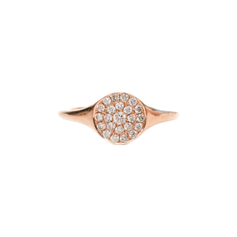 14k Rose Gold Pavé Diamond Signet Ring