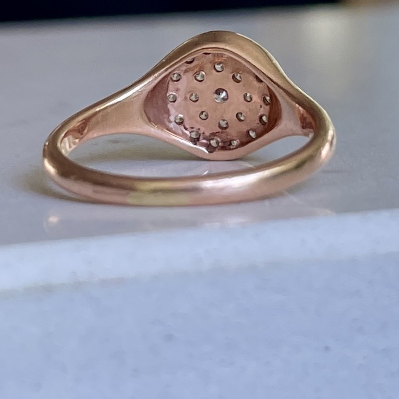 14k Rose Gold Pavé Diamond Signet Ring