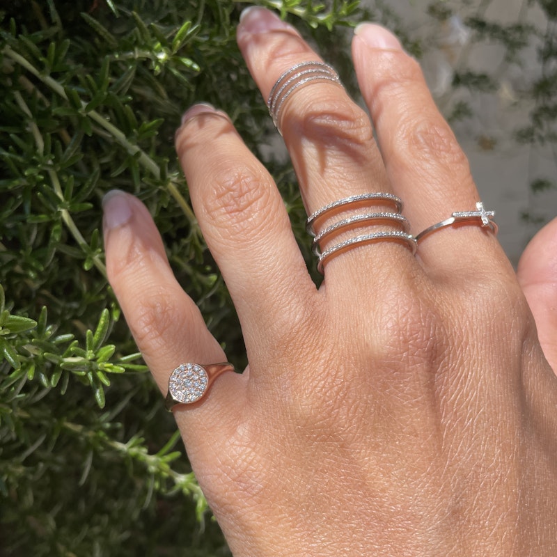 14k Rose Gold Pavé Diamond Signet Ring