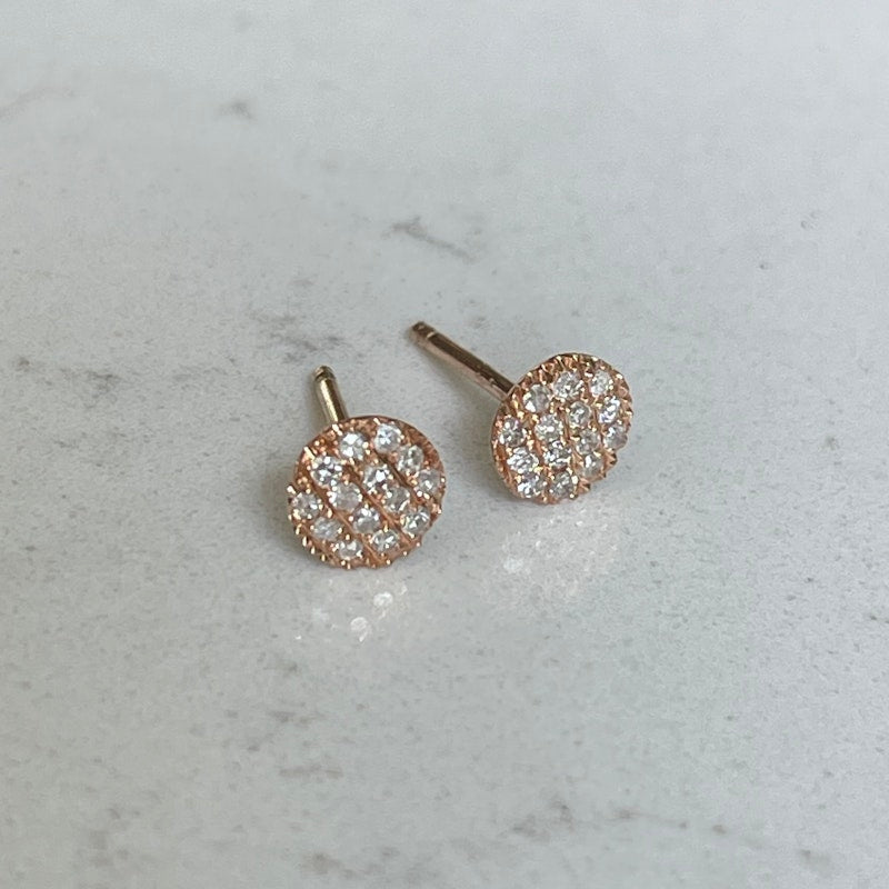 14k Rose Gold Lauren Joy Mini Diamond Disc Studs