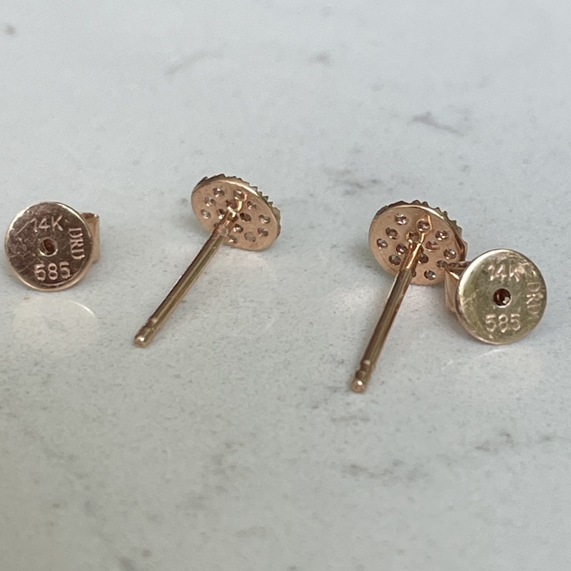 14k Rose Gold Lauren Joy Mini Diamond Disc Studs