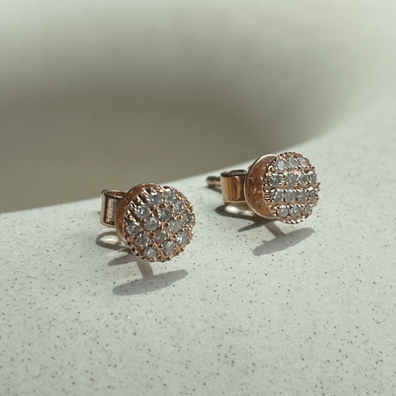 14k Rose Gold Lauren Joy Mini Diamond Disc Studs