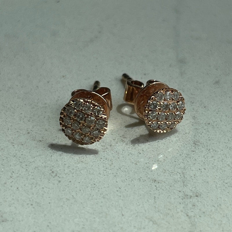 14k Rose Gold Lauren Joy Mini Diamond Disc Studs