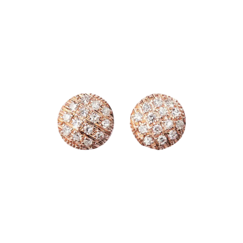 14k Rose Gold Lauren Joy Mini Diamond Disc Studs