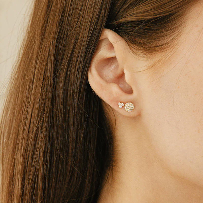 14k Rose Gold Lauren Joy Mini Diamond Disc Studs