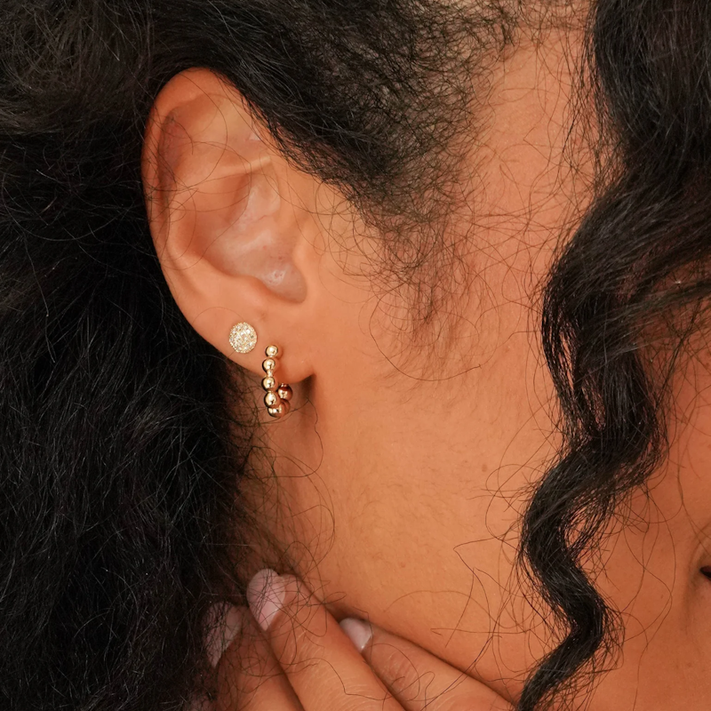 14k Rose Gold Lauren Joy Mini Diamond Disc Studs