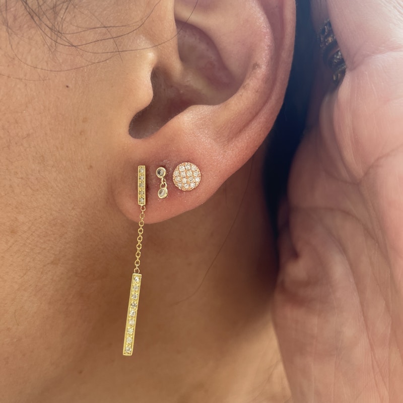 14k Rose Gold Lauren Joy Mini Diamond Disc Studs