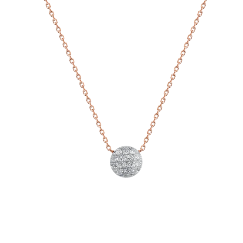 14k Rose Gold Lauren Joy Mini Diamond Disc Necklace