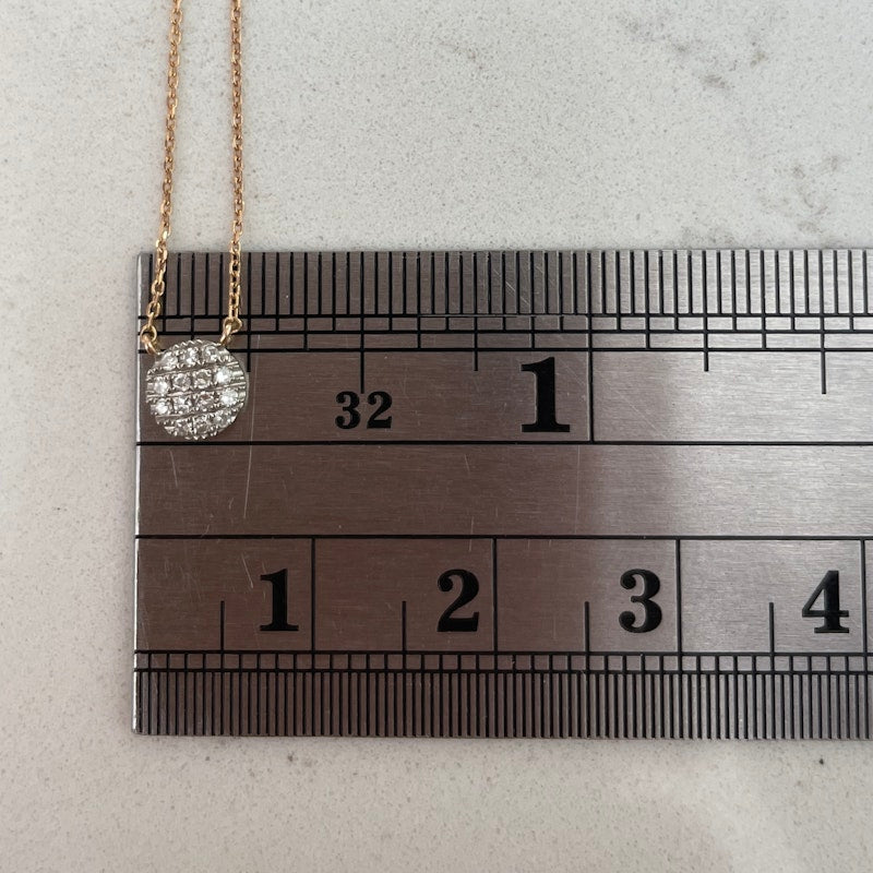 14k Rose Gold Lauren Joy Mini Diamond Disc Necklace