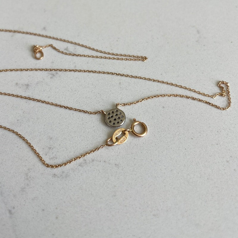 14k Rose Gold Lauren Joy Mini Diamond Disc Necklace