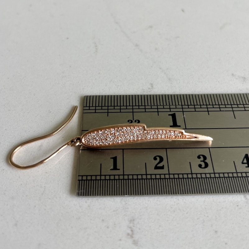 14k Rose Gold Pavé  Diamond Feather Wing Earrings