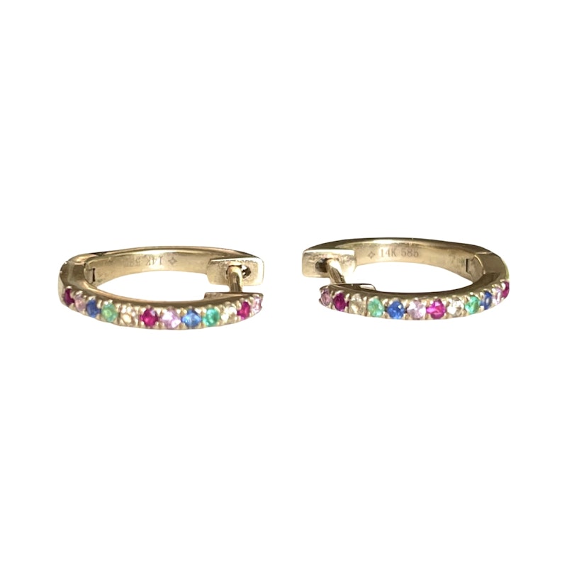 14k Yellow Gold Rainbow Huggies