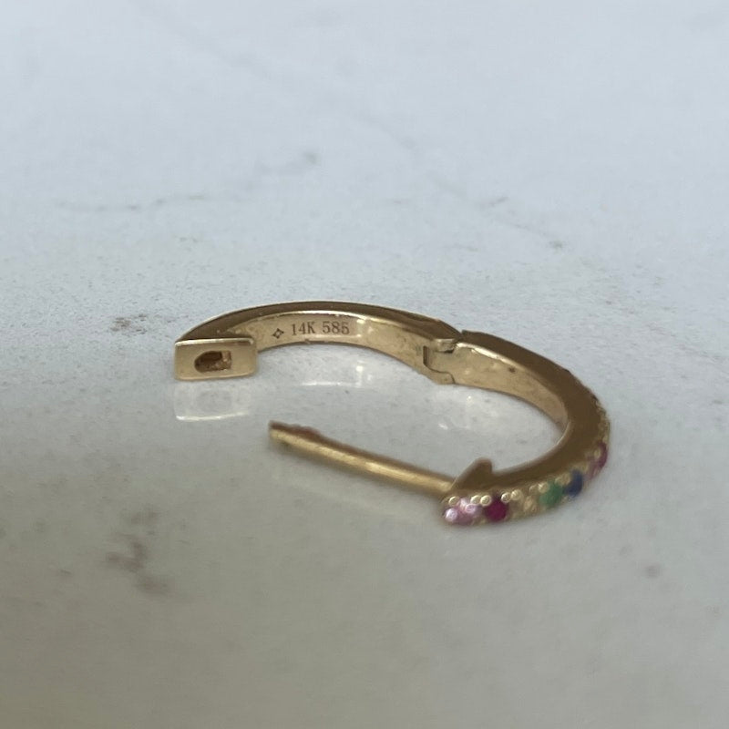 14k Yellow Gold Rainbow Huggies