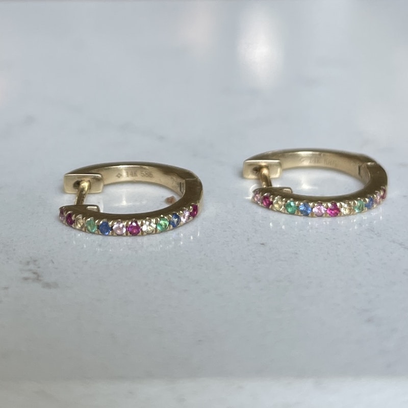 14k Yellow Gold Rainbow Huggies