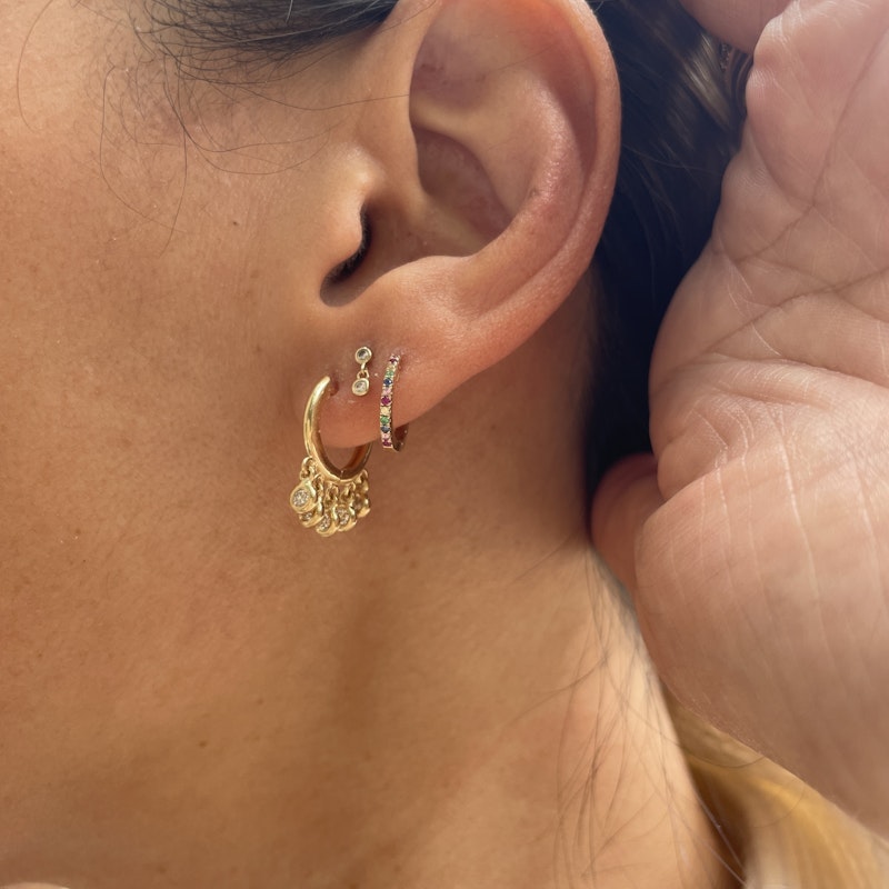 14k Yellow Gold Rainbow Huggies