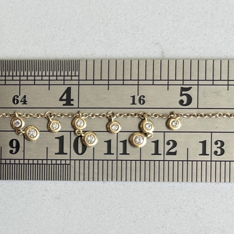 14k Yellow Gold Bezel Diamond Shaker Necklace
