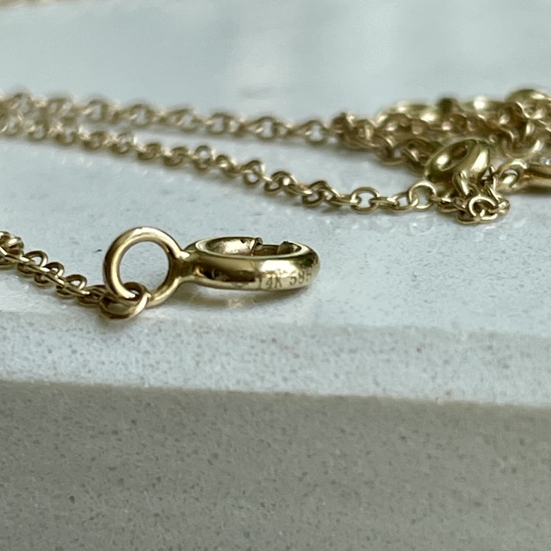 14k Yellow Gold Bezel Diamond Shaker Necklace