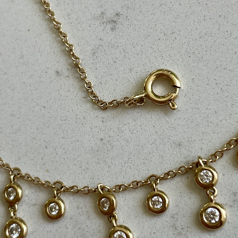 14k Yellow Gold Bezel Diamond Shaker Necklace