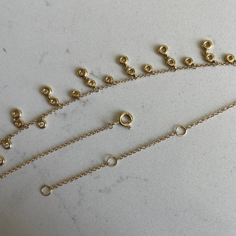 14k Yellow Gold Bezel Diamond Shaker Necklace