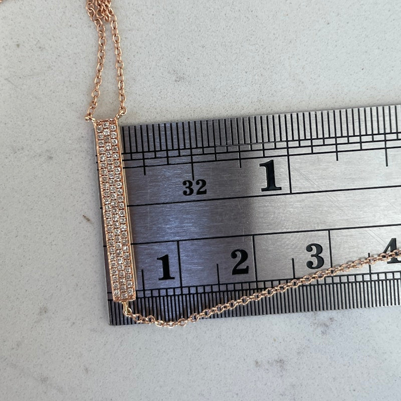 14k Rose Gold Diamond Vertical Bar Lariat Y Necklace