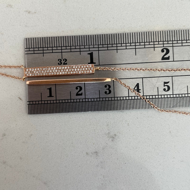 14k Rose Gold Diamond Vertical Bar Lariat Y Necklace
