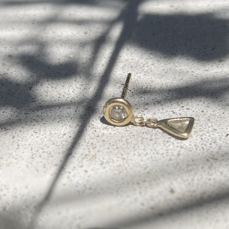 Jacquie Aiche 14k Yellow Gold Trillion Diamond Dangle Stud