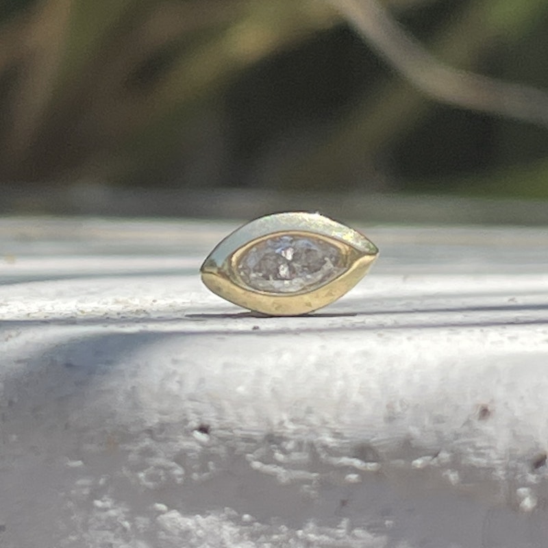 Jacquie Aiche 14k Yellow Gold Marquise Diamond Bezel Stud