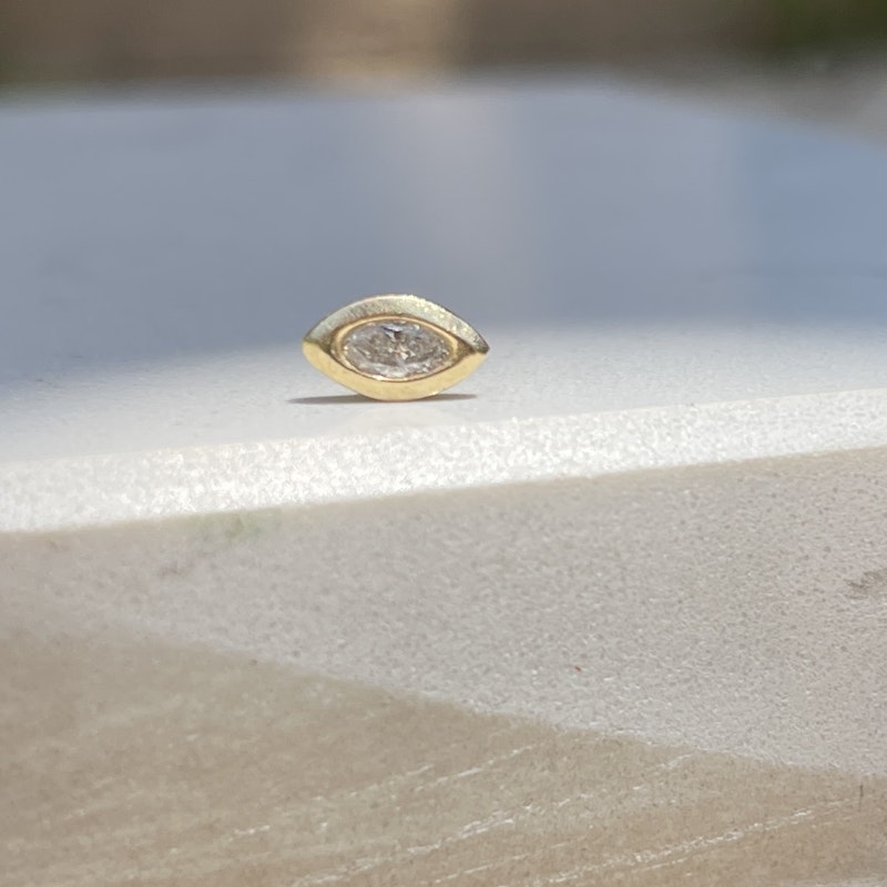 Jacquie Aiche 14k Yellow Gold Marquise Diamond Bezel Stud