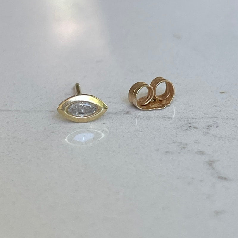Jacquie Aiche 14k Yellow Gold Marquise Diamond Bezel Stud